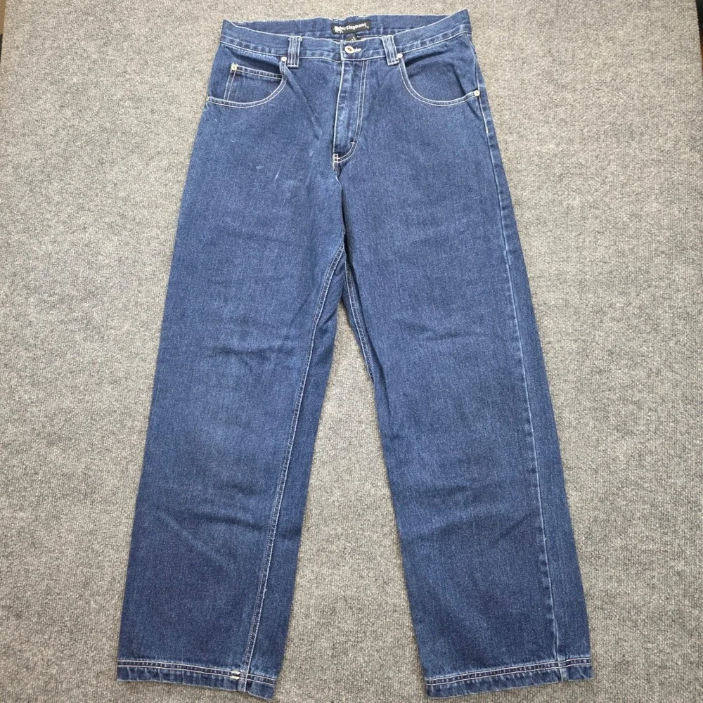 VTG Elephant Jeans Mens 34x31 Blue Denim Carpenter Wide Leg Baggy Hip Hop Skater